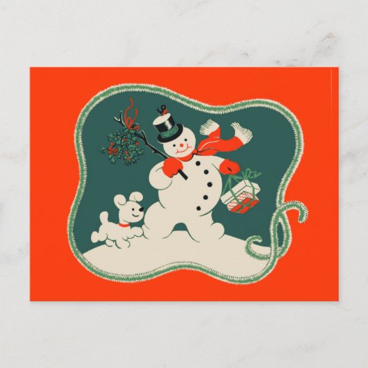 Retro Snowman Briefkaart (Voorkant)