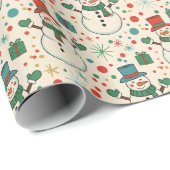 Retro Snowman Fun Cadeaupapier (Rol Hoek)