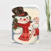 Retro  Snowman in Tophat Custom Kerstmis Feestdagen Kaart (Voorkant)