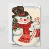 Retro  Snowman in Tophat Custom Kerstmis Feestdagenkaart (Voorkant)
