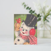 Retro Snowman Kerstmis Feestdagenkaart (Staand voorkant)