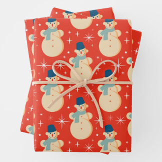 Retro Snowman-kerstpapier Inpakpapier Vel