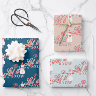 Retro Snowman laat het sneeuwritpografie kerst Inpakpapier Vel