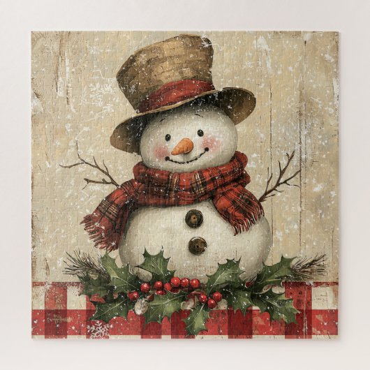 Retro Snowman Puzzel (Verticaal)