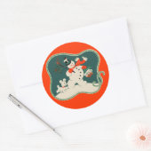 Retro Snowman Ronde Sticker (Envelop)