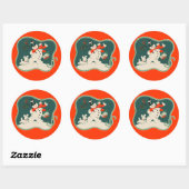 Retro Snowman Ronde Sticker (Vel)