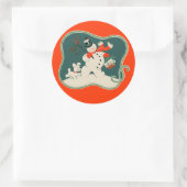 Retro Snowman Ronde Sticker (Tas)