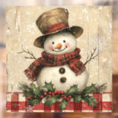 Retro Snowman Window Cling Raamsticker (Vel 2)