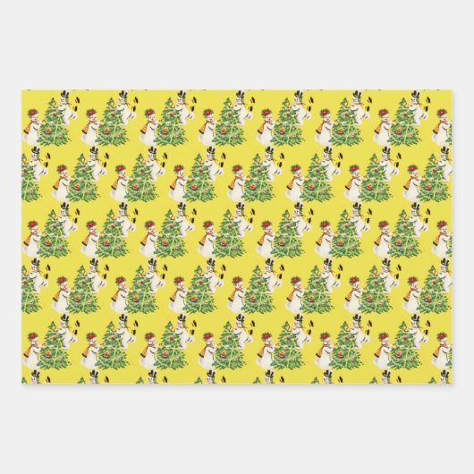 Retro Snowmen Inpakpapier Vel (Voorkant)