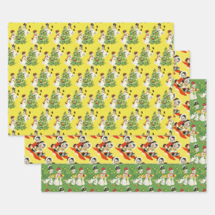 Retro Snowmen Inpakpapier Vel
