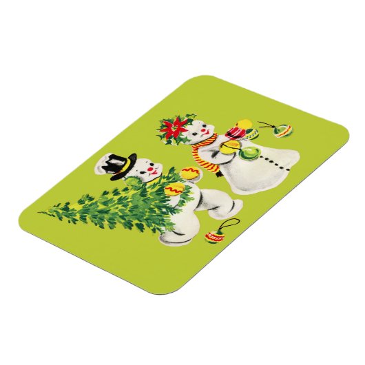 Retro Snowmen Magneet (Linkerzijde)