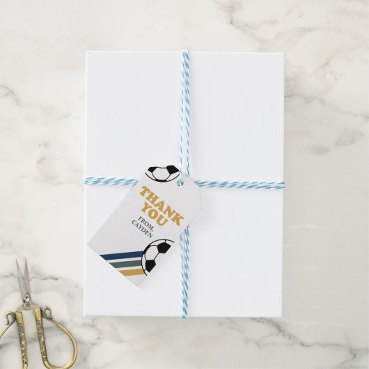 Retro Soccer Birthday-labels Cadeaulabel (Met Touw)