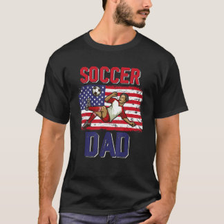  Retro Soccer Dad Player American Flag Fath T-shirt