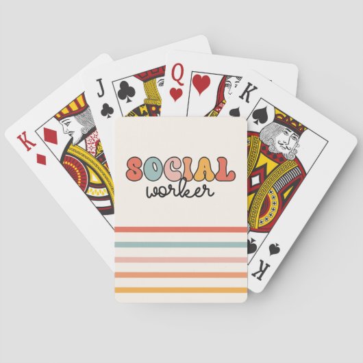 Retro sociaal werker pokerkaarten (Achterkant)