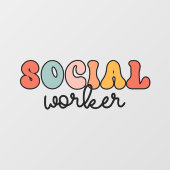 Retro sociaal werker raamsticker (Vel)