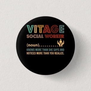 Retro  Social Worker Definition Public Serv Ronde Button 3,2 Cm