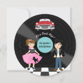 Retro Sock Hop Birthday Party Invitation Kaart (Voorkant)