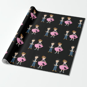 Retro Sock Hop Verjaardagsfeestje Cadeaupapier