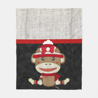 Retro Sock Monkey Fleece Deken