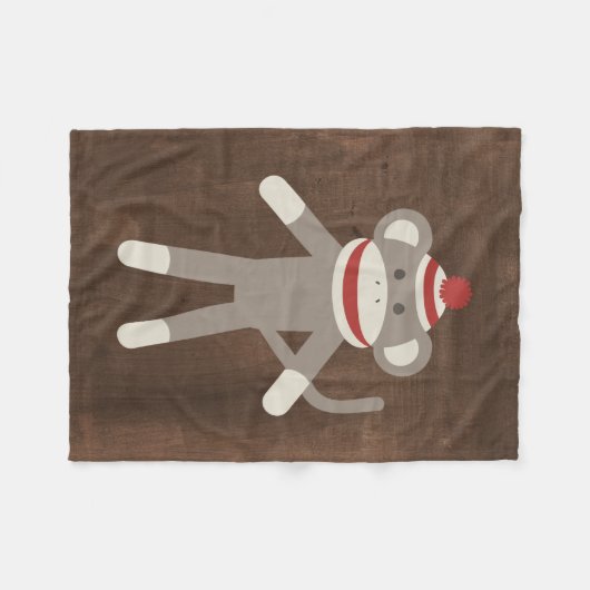 Retro Sock Monkey Fleece Deken (Voorkant (Horizontaal))