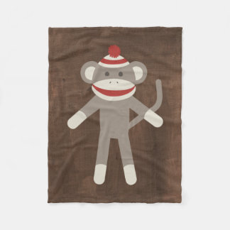 Retro Sock Monkey Fleece Deken