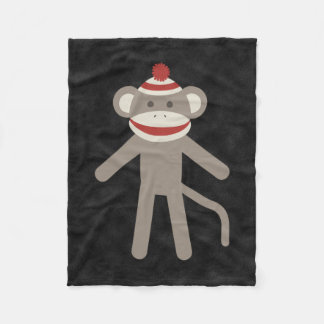 Retro Sock Monkey Fleece Deken