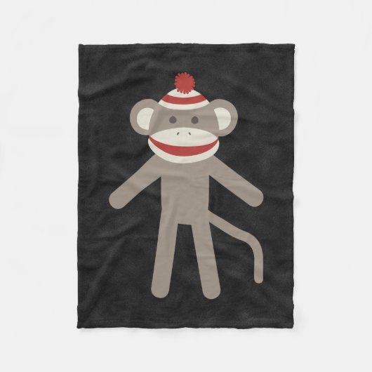 Retro Sock Monkey Fleece Deken (Voorkant)