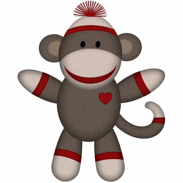 Retro Sock Monkey Fotobeeldje Magneet (Voorkant)