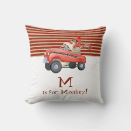 Retro Sock Monkey met Pedal Car Baby Gifts Kussen