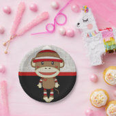 Retro Sock Monkey Papieren Bordje (Feest)
