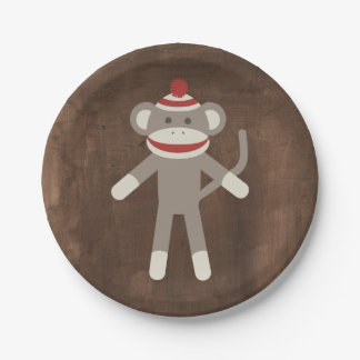 Retro Sock Monkey Papieren Bordje