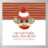Retro Sock Monkey w Stocking Pet Baby Boy Gifts Poster (Voorkant)