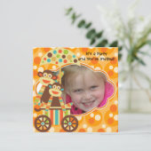 Retro Sock Monkeys Photo Invitation d'anniversaire (Debout devant)