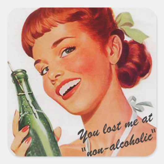 Retro Soda Ad Joke Vierkante Sticker (Voorkant)