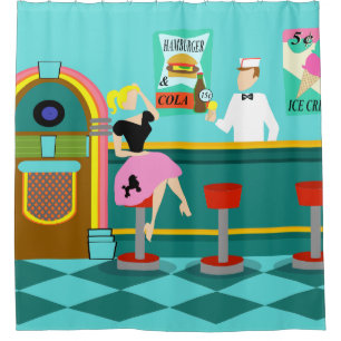 Retro Soda fontain Shower Curtain Douchegordijn