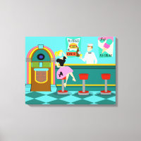 Retro Soda Fontein Uitgerekte Canvas Print