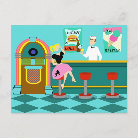 Retro Soda Fountain Briefkaart (Voorkant)