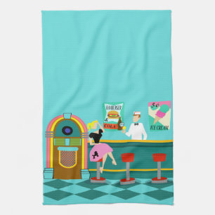 Retro Soda Fountain Kitchen Towel Theedoek