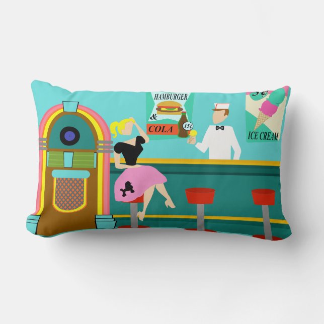 Retro Soda Fountain Lumbar Pillow Kussen (Voorkant)