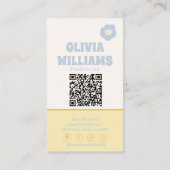 Retro Soft QR Code Boho Groovy Checkered Floral Visitekaartje (Achterkant)