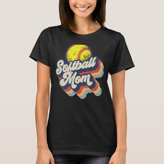 Retro Softbal Moeder  Softbal Softbal Mam T-shirt (Voorkant)