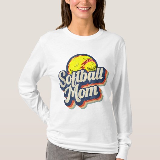 Retro Softball mama Funny  Softball Mam Moth T-shirt (Voorkant)
