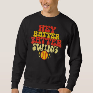 Retro Softball Moeder Hey Batter Swing Softba Trui
