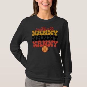 Retro  Softball Nanny Game Day Vibes Moeder T-shirt