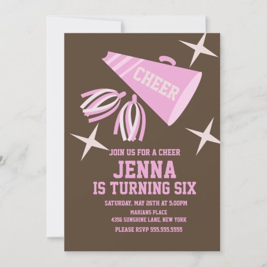 Retro Soirée Cheerleader Invitation d'anniversaire (Devant)