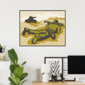 Retro Soldaat en tank Poster (Thuiskantoor)