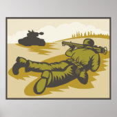 Retro Soldaat en tank Poster (Voorkant)