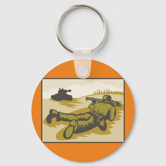 Retro Soldaat en tank Sleutelhanger (Voorkant)