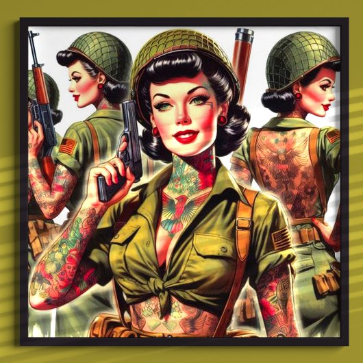 Retro Soldier Meisjes Poster