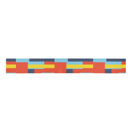 Retro Solid Block Design/Set 2 Grosgrain Lint (Voorkant)